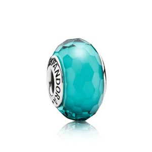 (obrázek pro) Teal Faceted broušené sklo Murano PANDORA
