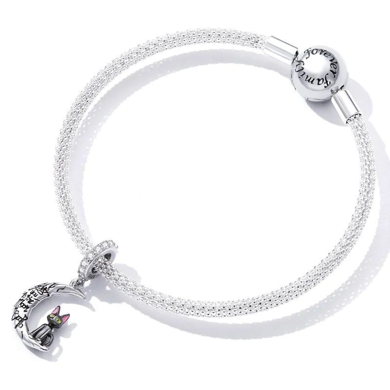 (obrázek pro) Pandora styl Měsíc černá kočka Dangle - SCC2218 - Zobrazit 4