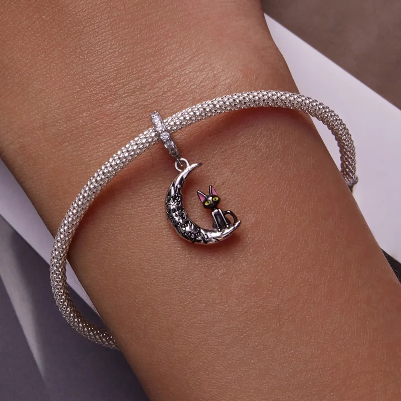 (obrázek pro) Pandora styl Měsíc černá kočka Dangle - SCC2218 - Zobrazit 6