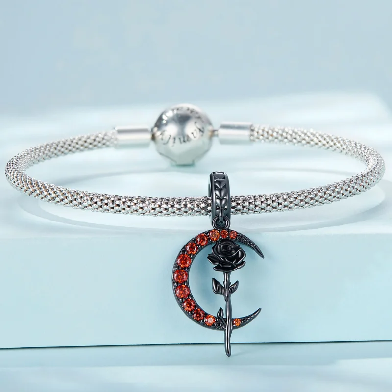 (obrázek pro) Pandora styl Měsíc Růže Dangle - SCC2384 - Zobrazit 3