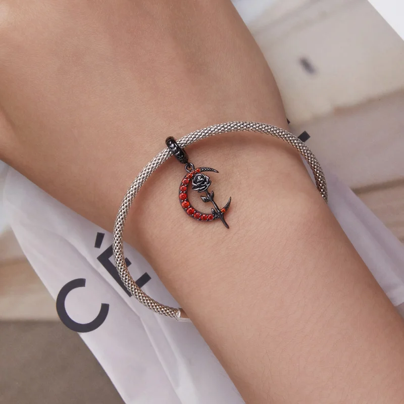 (obrázek pro) Pandora styl Měsíc Růže Dangle - SCC2384 - Zobrazit 5