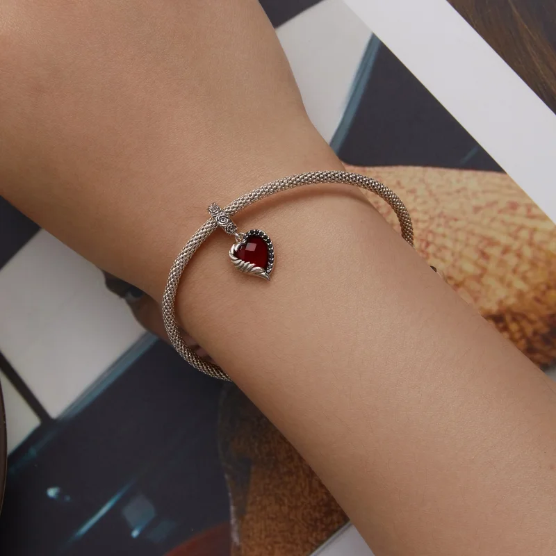 (obrázek pro) Pandora styl Srdce Růží Dangle - SCC2406 - Zobrazit 5