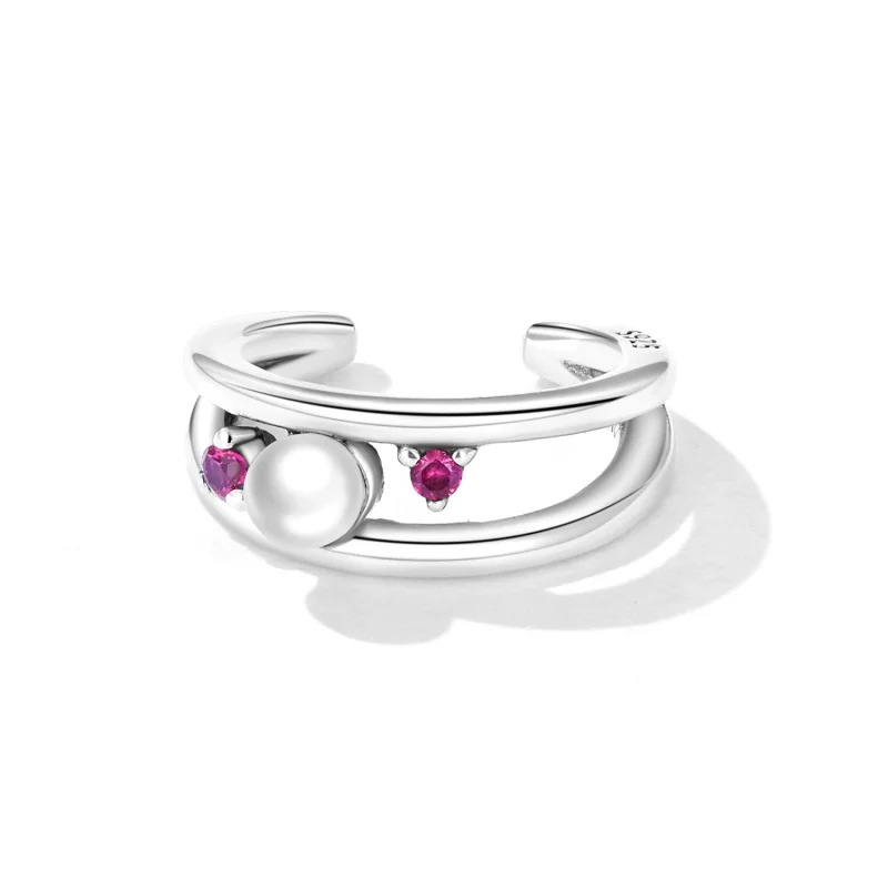 (obrázek pro) Pandora styl Exquisite Shell Pearl dvouvrstvý náušnice s klipem - SCE1431 - Zobrazit 2