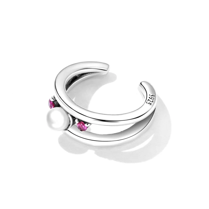 (obrázek pro) Pandora styl Exquisite Shell Pearl dvouvrstvý náušnice s klipem - SCE1431 - Zobrazit 3
