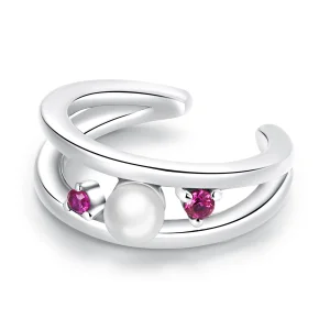 (obrázek pro) Pandora styl Exquisite Shell Pearl dvouvrstvý náušnice s klipem - SCE1431