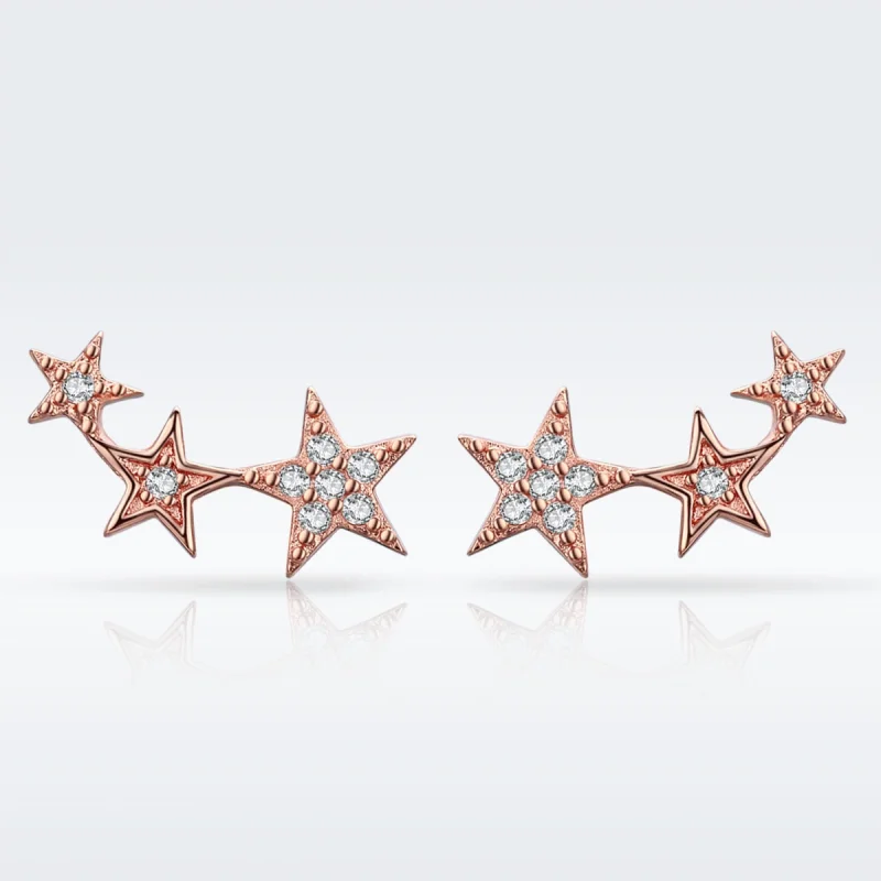 (obrázek pro) Pandora styl Růžové zlaté náušnice Secrets of Stars - SCE291 - Zobrazit 4