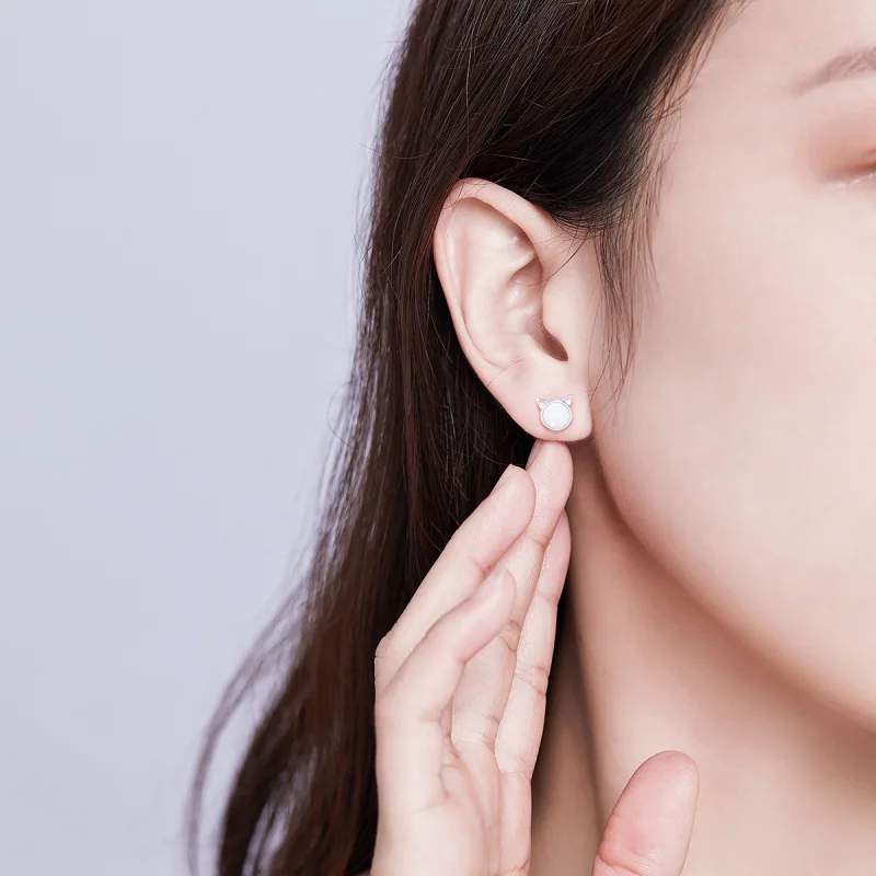 (obrázek pro) Pandora styl stříbrné náušnice Meow Star Stud - SCE538-Q - Zobrazit 8