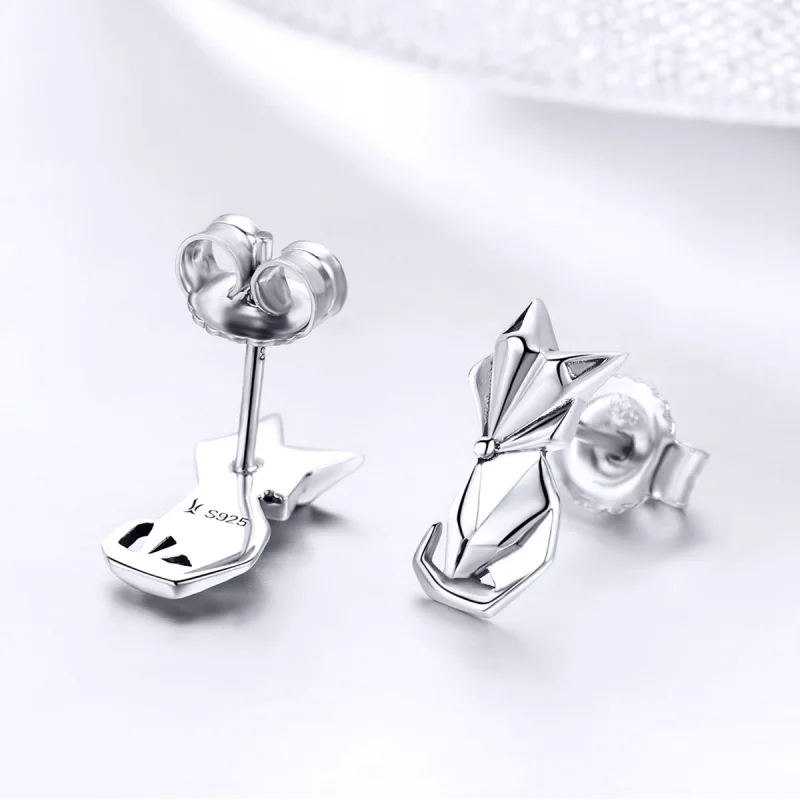 (obrázek pro) Pandora styl stříbrné náušnice s motivem origami lišky - SCE526 - Zobrazit 5