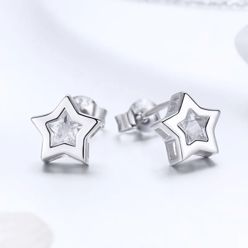 (obrázek pro) Pandora styl stříbrné náušnice Secret of Stars - SCE437 - Zobrazit 5