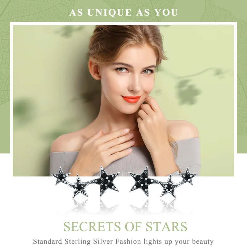 (obrázek pro) Pandora styl stříbrné náušnice Secrets of Stars - SCE292 - Zobrazit 2