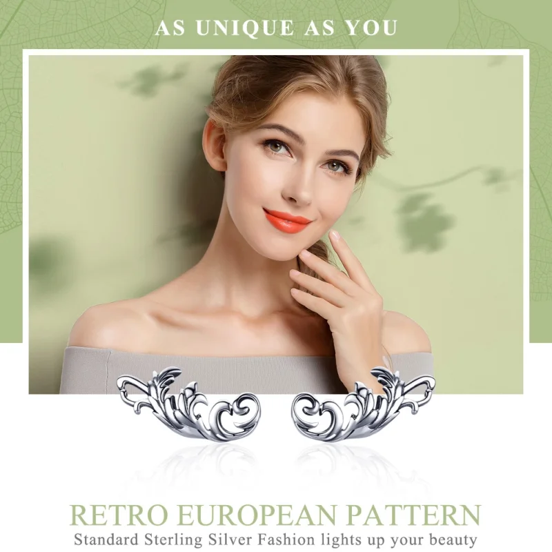 (obrázek pro) Pandora styl stříbrné retro evropské květové náušnice - SCE580 - Zobrazit 3
