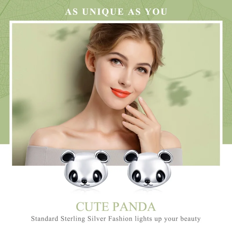 (obrázek pro) Pandora styl stříbrné roztomilé panda náušnice se zapíchnutím - SCE386 - Zobrazit 2