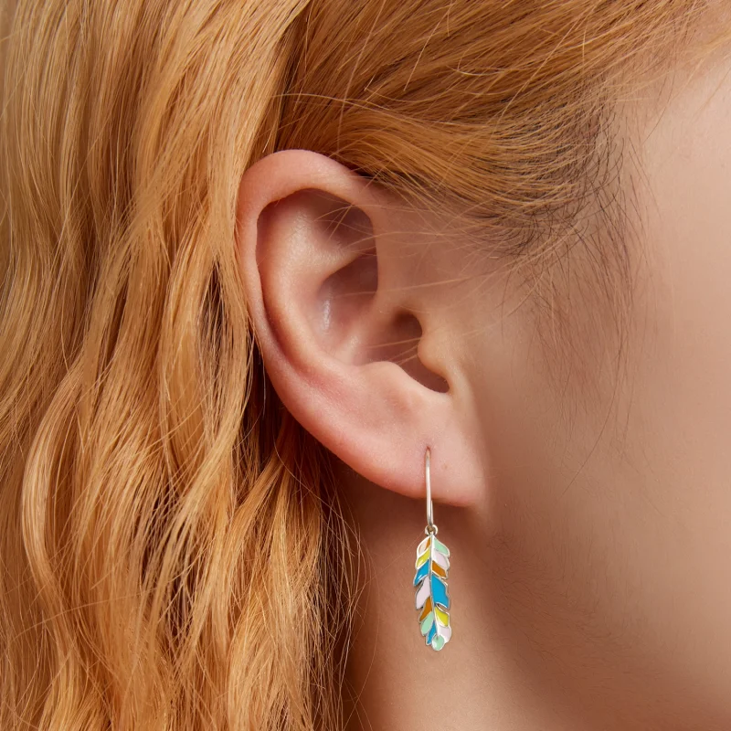 (obrázek pro) Pandora styl barevné peří visící náušnice - SCE1398 - Zobrazit 7