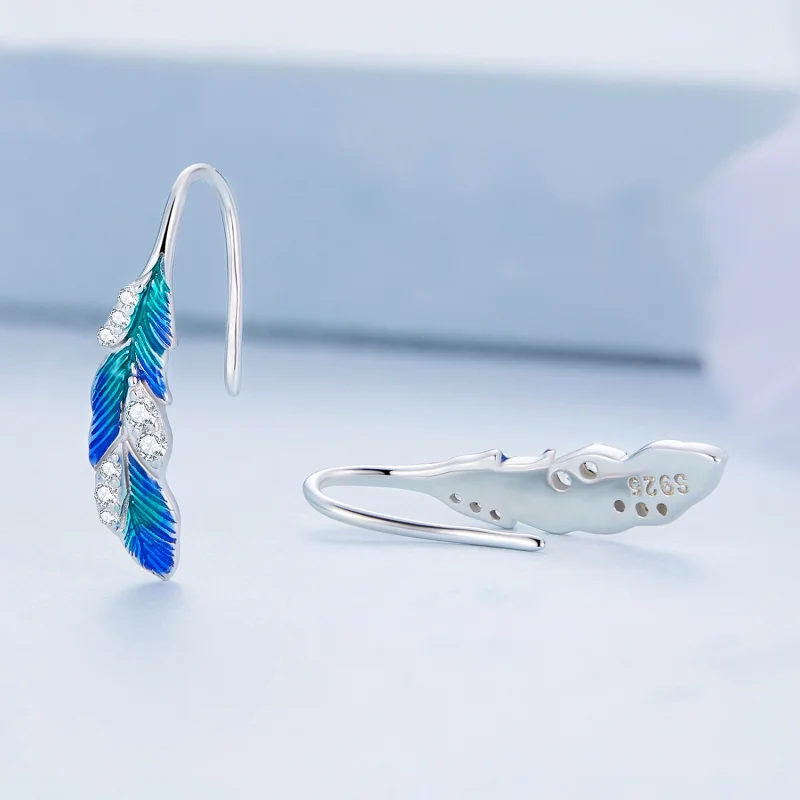 (obrázek pro) Pandora styl Dazzling modré péřové náušnice - BSE707 - Zobrazit 3