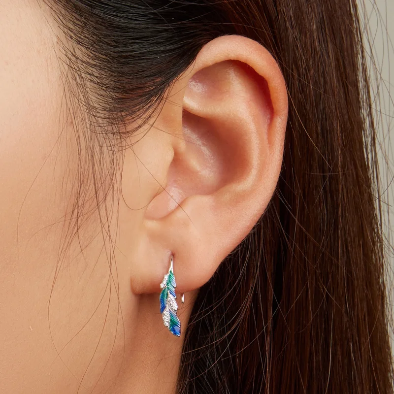 (obrázek pro) Pandora styl Dazzling modré péřové náušnice - BSE707 - Zobrazit 5