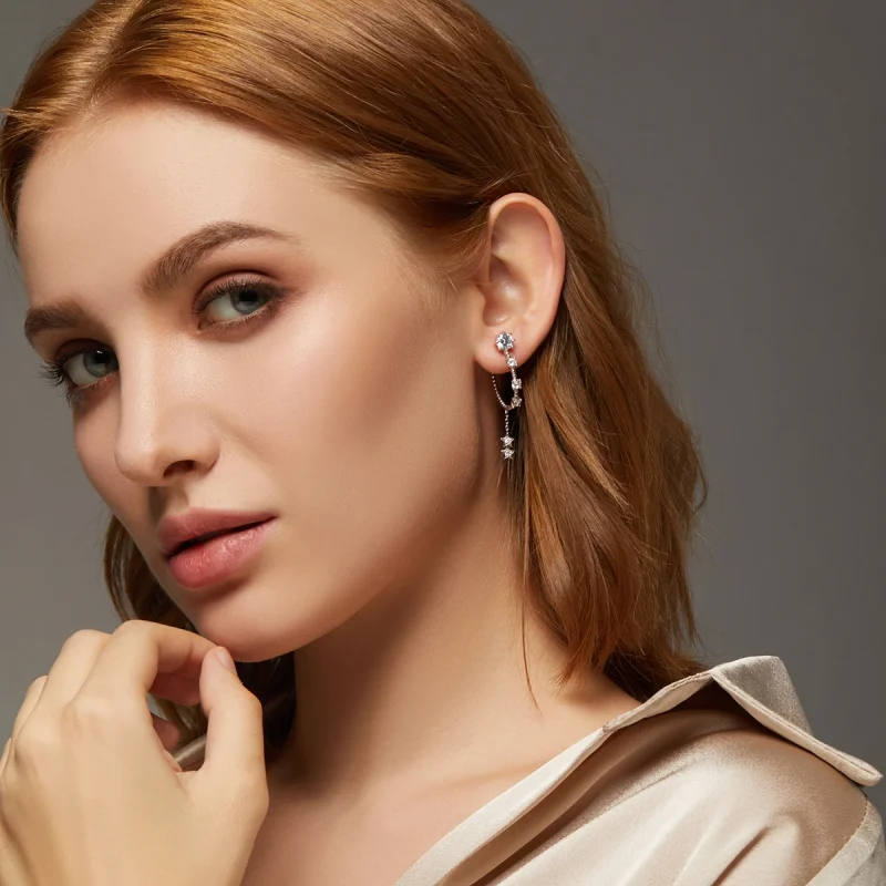 (obrázek pro) Pandora styl Jasně visící náušnice - BSE310 - Zobrazit 6