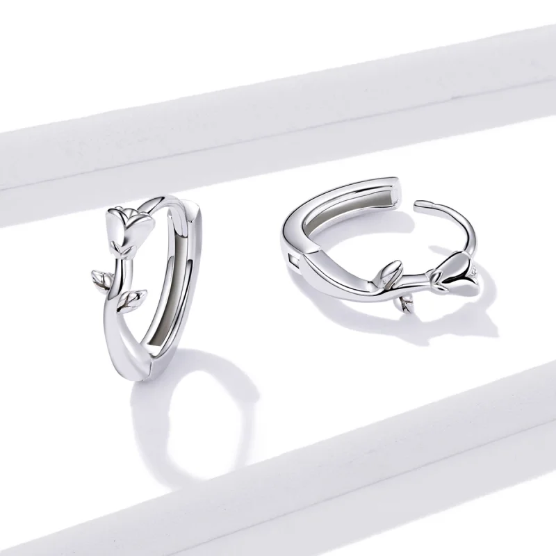 (obrázek pro) Pandora styl Elegantní náušnice s růžovými kroužky - BSE442 - Zobrazit 2