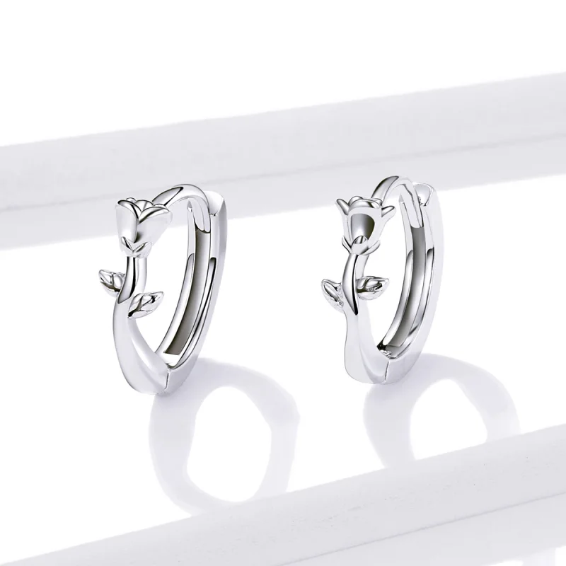 (obrázek pro) Pandora styl Elegantní náušnice s růžovými kroužky - BSE442 - Zobrazit 3