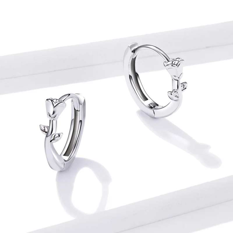 (obrázek pro) Pandora styl Elegantní náušnice s růžovými kroužky - BSE442 - Zobrazit 4
