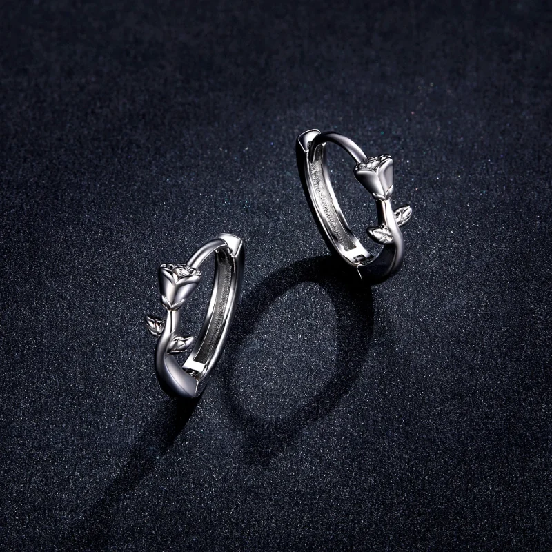 (obrázek pro) Pandora styl Elegantní náušnice s růžovými kroužky - BSE442 - Zobrazit 5