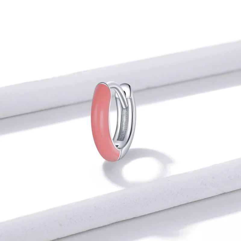 (obrázek pro) Pandora styl Malé růžové náušnice na kroužcích - BSE488-PK - Zobrazit 2
