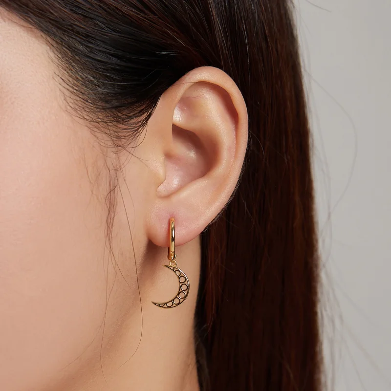 (obrázek pro) Pandora styl minimalistické - Půlměsíc náušnice - SCE1191 - Zobrazit 4