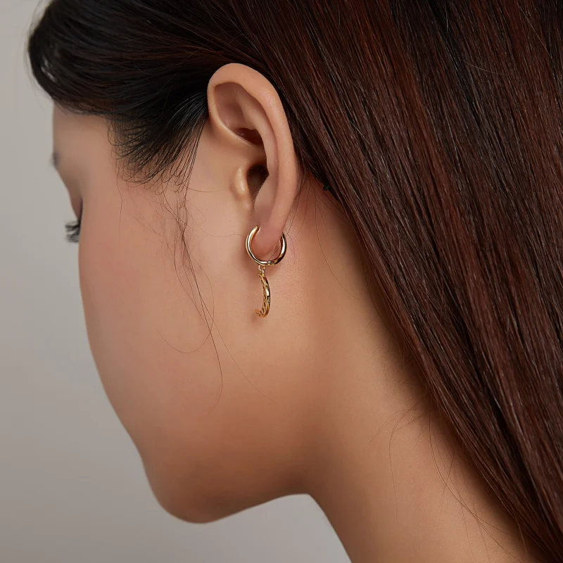 (obrázek pro) Pandora styl minimalistické - Půlměsíc náušnice - SCE1191 - Zobrazit 6