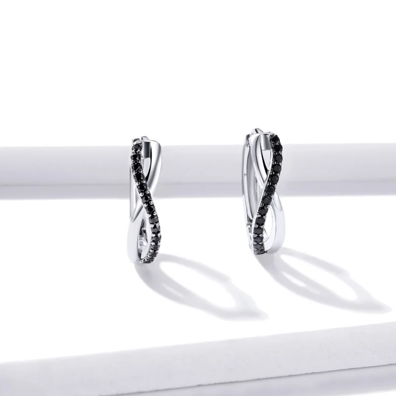 (obrázek pro) Pandora styl nekonečný symbol kruhové náušnice - BSE399 - Zobrazit 3