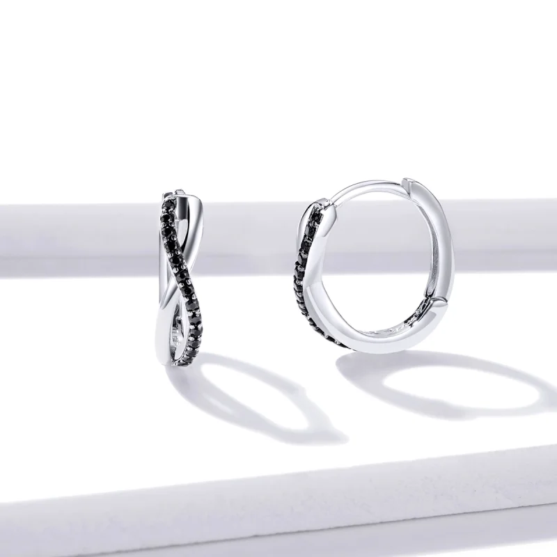 (obrázek pro) Pandora styl nekonečný symbol kruhové náušnice - BSE399 - Zobrazit 4