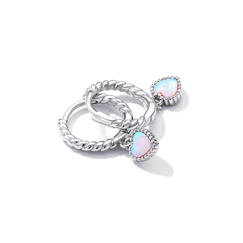 (obrázek pro) Pandora styl Opal Love náušnice na háčku - SCE1385 - Zobrazit 3
