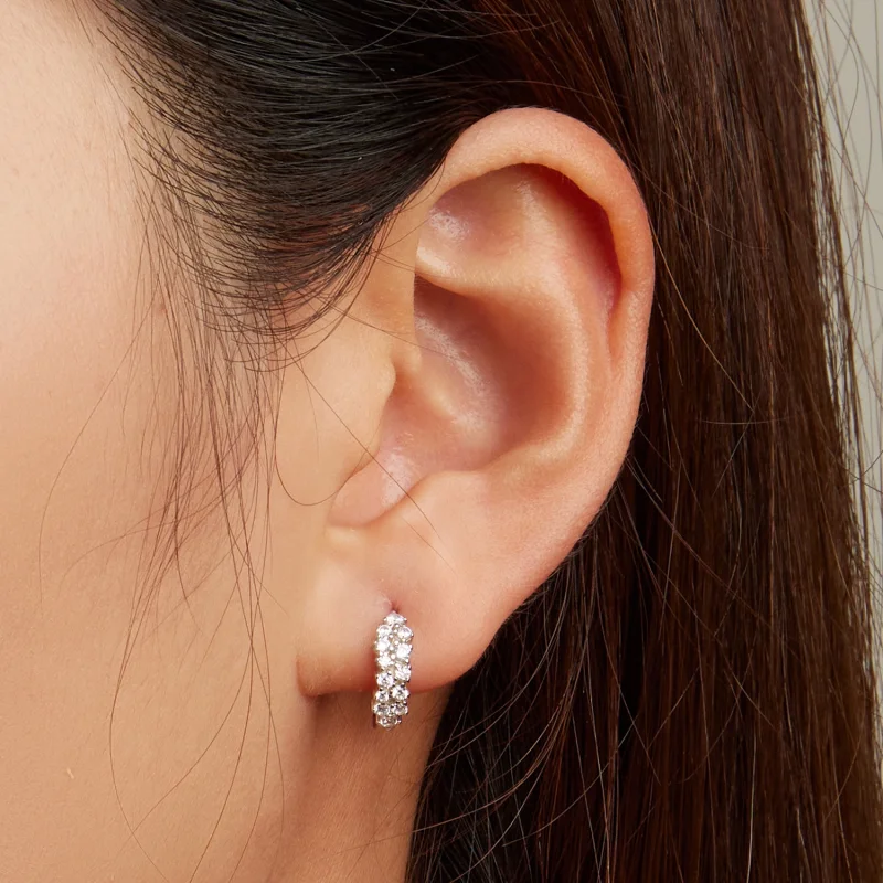 (obrázek pro) Pandora styl Refined Zircon Hoop náušnice - BSE730 - Zobrazit 5