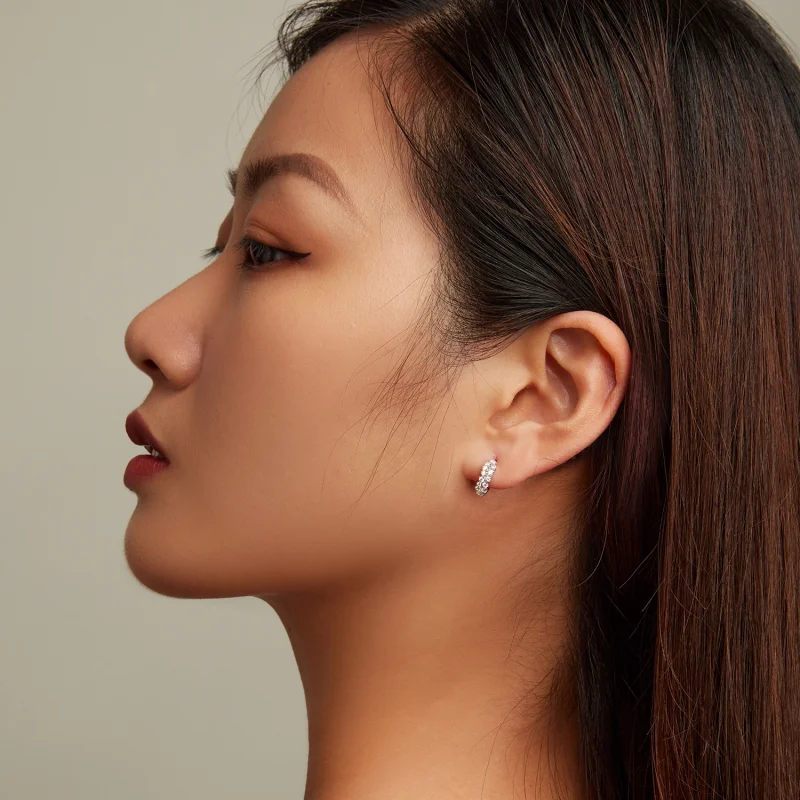(obrázek pro) Pandora styl Refined Zircon Hoop náušnice - BSE730 - Zobrazit 7