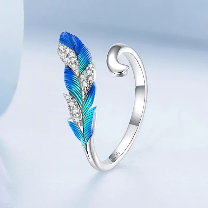 (obrázek pro) Pandora styl Dazzling Blue Feather Otevřený Prsten - BSR301 - Zobrazit 2