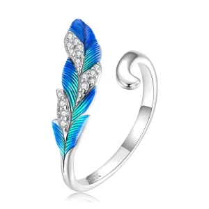 (obrázek pro) Pandora styl Dazzling Blue Feather Otevřený Prsten - BSR301