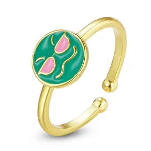 (obrázek pro) Pandora styl Emoji - Cool otevřený prsten - SCR737-A