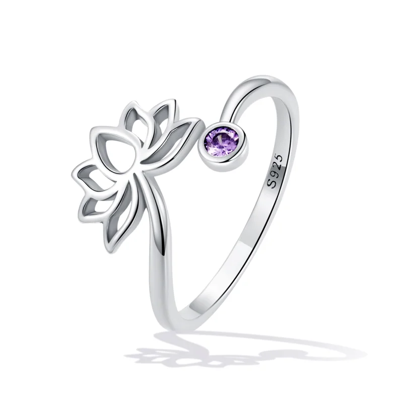 (obrázek pro) Pandora styl Jednoduchý otevřený prsten s lotusem - SCR821 - Zobrazit 2