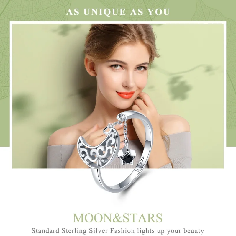 (obrázek pro) Pandora styl stříbrný prsten Starlight Moon - SCR479 - Zobrazit 2