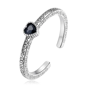 (obrázek pro) Pandora styl vintage černý zirkon otevřený prsten - SCR878
