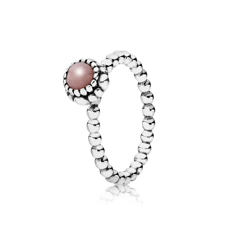 (obrázek pro) Silver ring, birthstone-October, pink opal - 190854POP - Prsteny | PANDORA