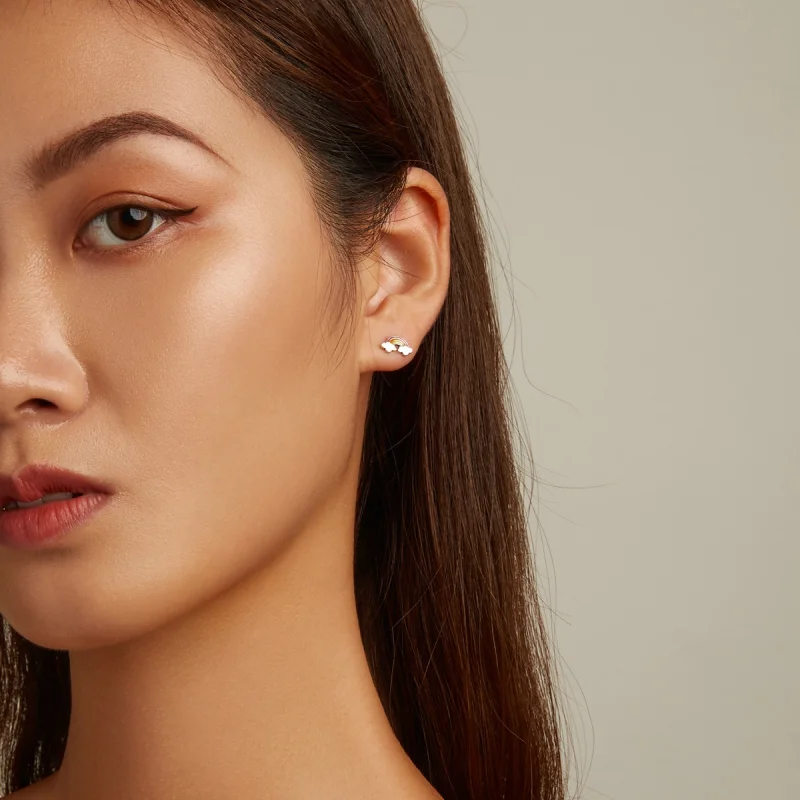 (obrázek pro) Korálkové náušnice se stylem Pandora s obláčky duhy - SCE1339 - Zobrazit 5