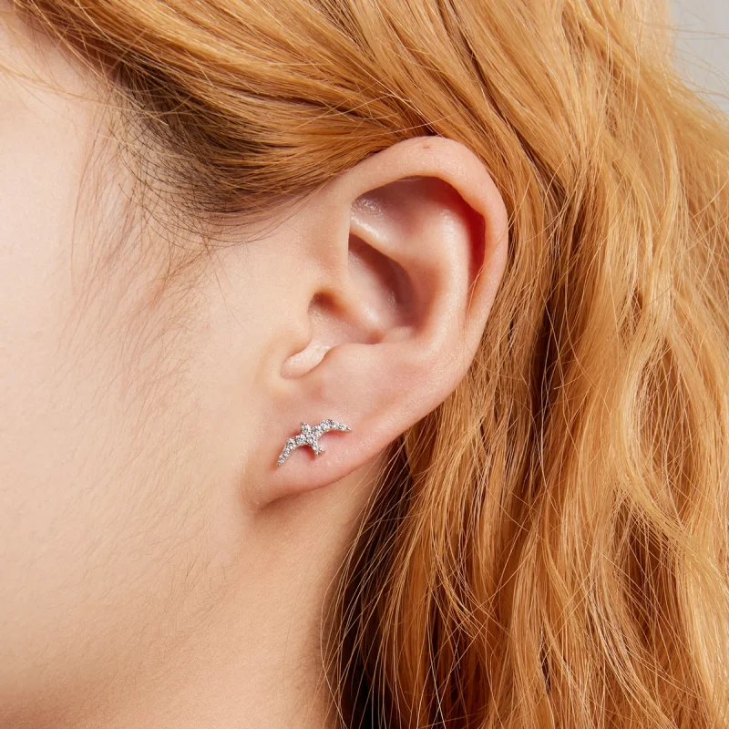 (obrázek pro) Pandora styl Mini vlaštovka náušnice - BSE594 - Zobrazit 8