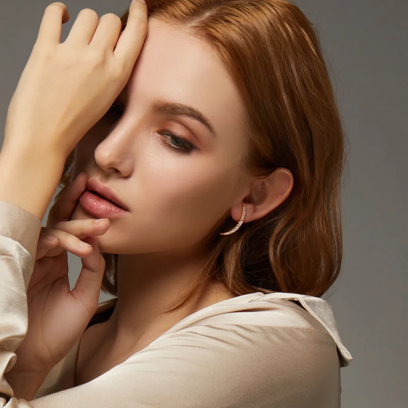 (obrázek pro) Pandora styl Půlměsíc náušnice - BSE314 - Zobrazit 6