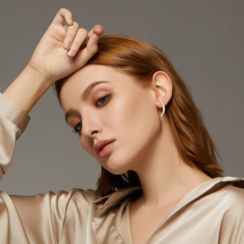 (obrázek pro) Pandora styl Půlměsíc náušnice - BSE314 - Zobrazit 7
