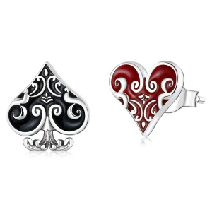 (obrázek pro) Pandora styl Poker Srdce Náušnice se špendlíky - SCE1378