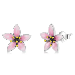 (obrázek pro) Pandora styl Růžové Sakura náušnice - SCE1273