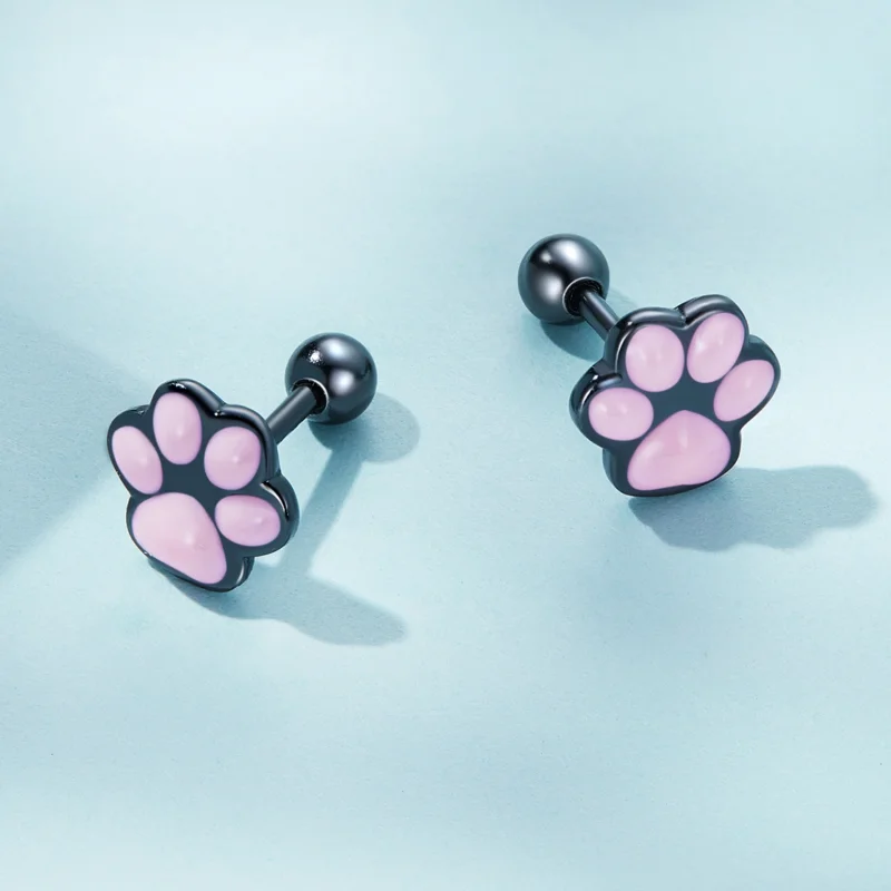 (obrázek pro) Pandora styl roztomilé kočičí tlapky náušnice se špendlíčky - SCE1516 - Zobrazit 4